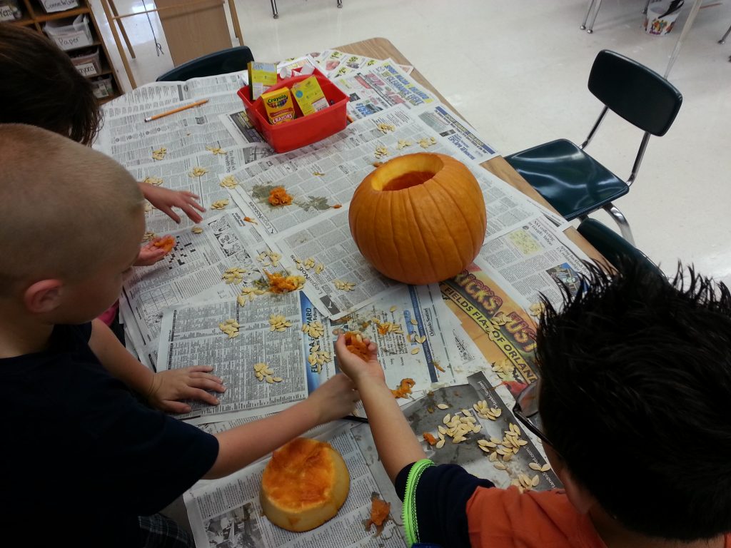 Great way to tie in math! Count the seeds in the pumpkin