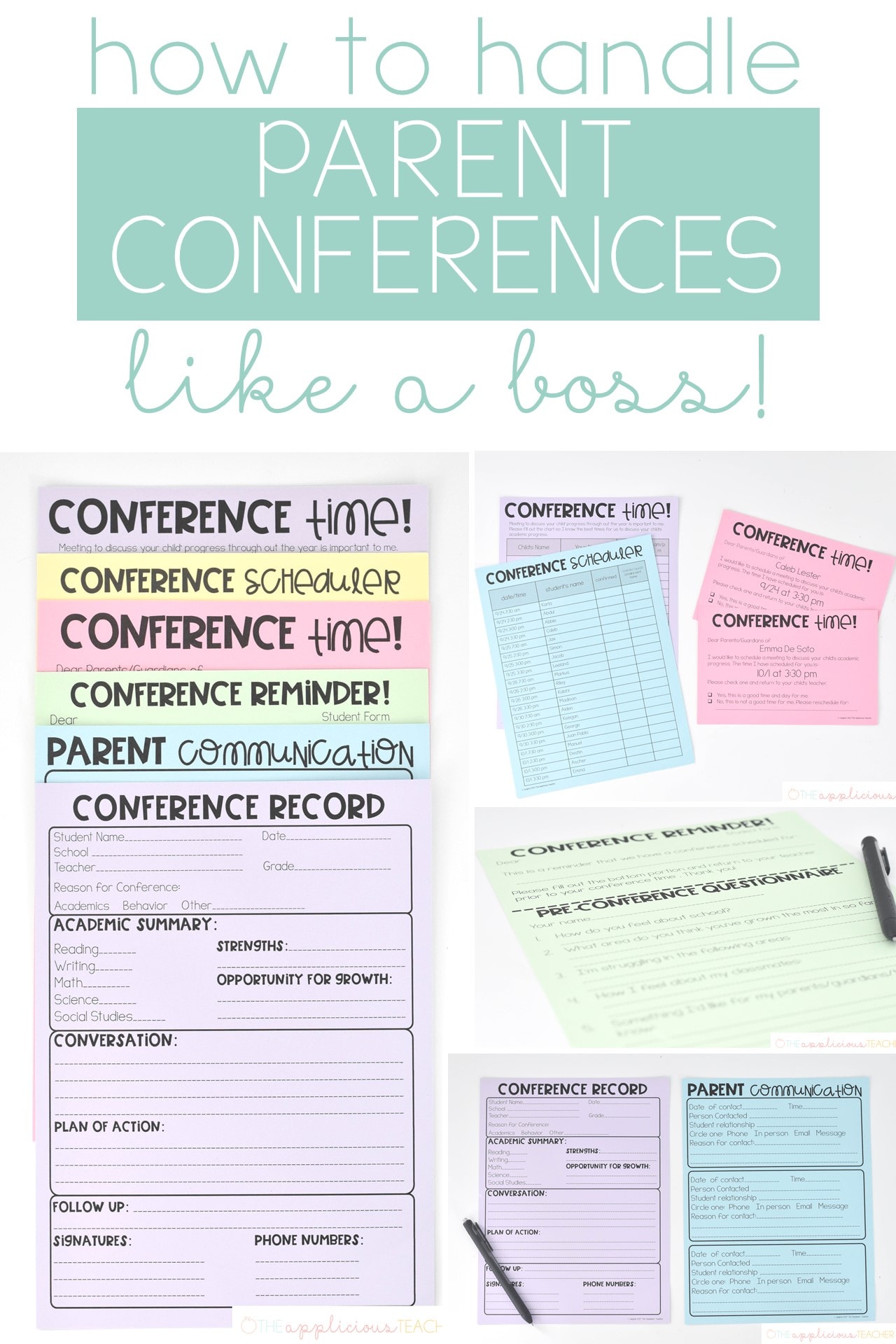 The No-Stress Parent Teacher Conference routine! Love the steps this teacher shares of her no fuss parent conference routine! TheAppliciousTeacher.com #parentconferences #parentteacherconferences