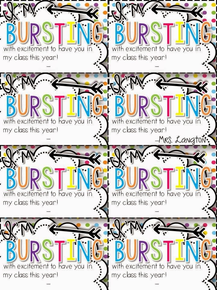 bursting student gift tags for meet the teacher