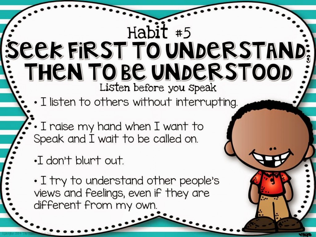 The Leader in Me Seek first to Understand, then be understood