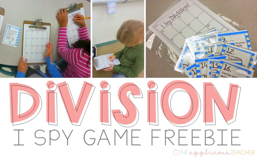 I Spy Division Freebie Activity-Love this idea for a quick way to practice division! Theappliciousteacher.com 