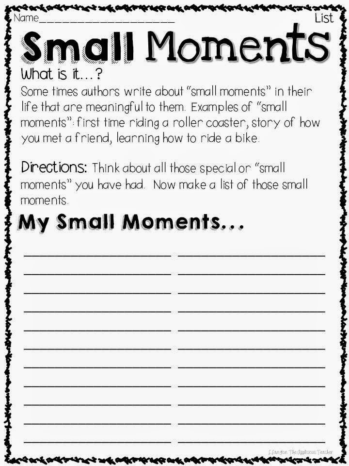 Small moments writing: generating ideas list printable 