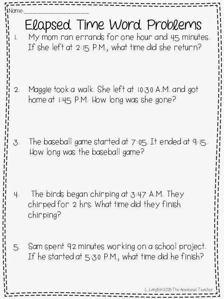 Grade 4 Math Elapsed Time Worksheets