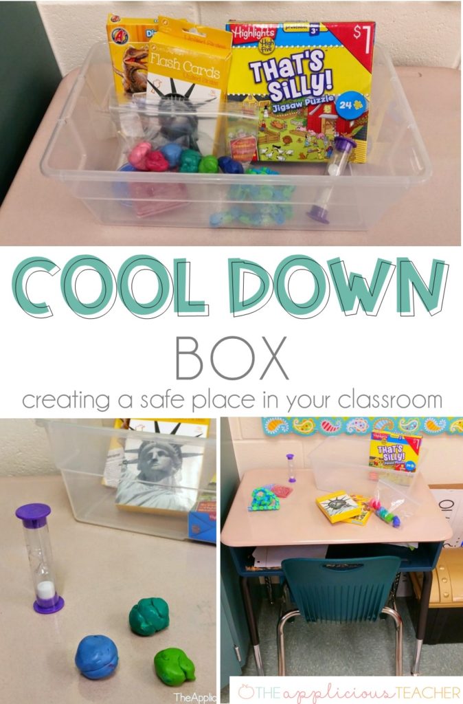 Cool Down box- setting up a safe place in your classroom- TheAppliciousTeacher.com