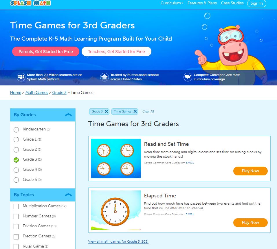 elapsed time games online through splashmath- theappliciousteacher.com