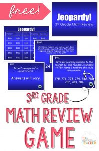 Math Review Jeopardy PowerPoint Game- Love this review game for 3rd grade! and it's free! 