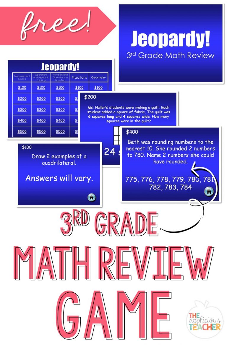 3rd Grade Math Review Jeopardy PowerPoint FREEBIE - The Applicious Teacher