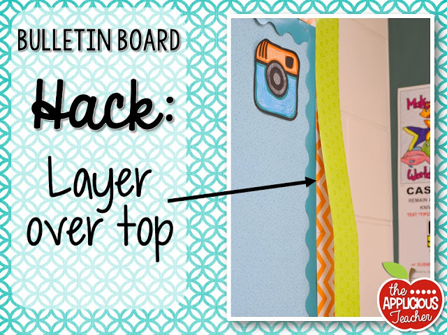 Bulletin board hack: layer your new border on top of the old 