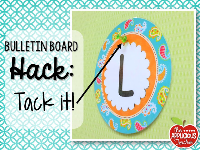 bulletin board hack: use tacks to place your items before you staple