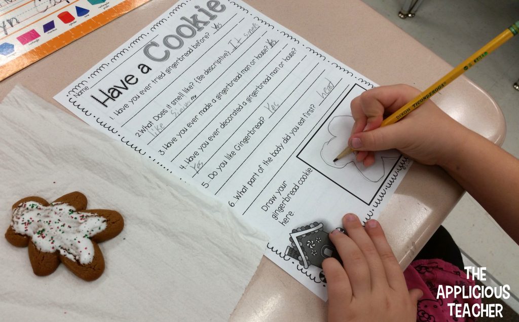 Students use gingerbread cookies to read and understand graphs