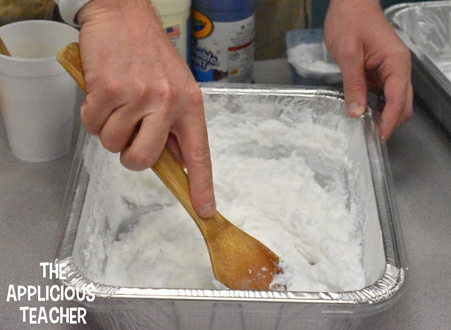 Mix snow using foil pan