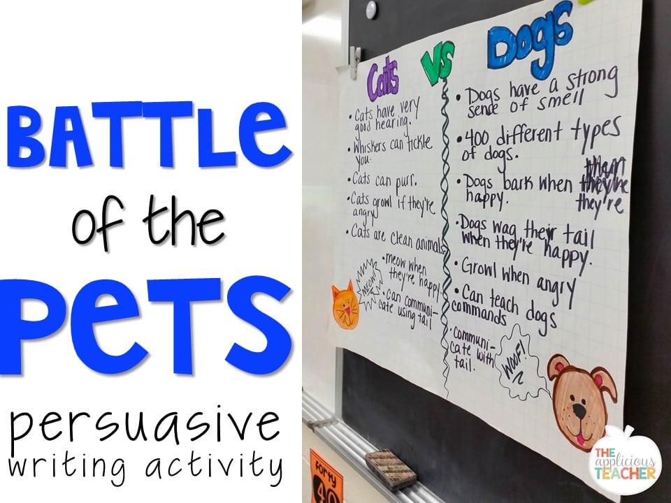 Persuasive Writing: the Battle of the Pets - The Applicious Teacher
