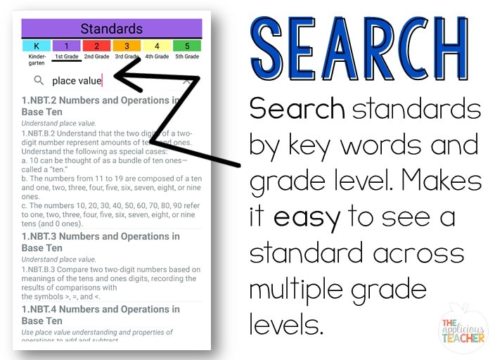 Easily search for standards using Explore the Core