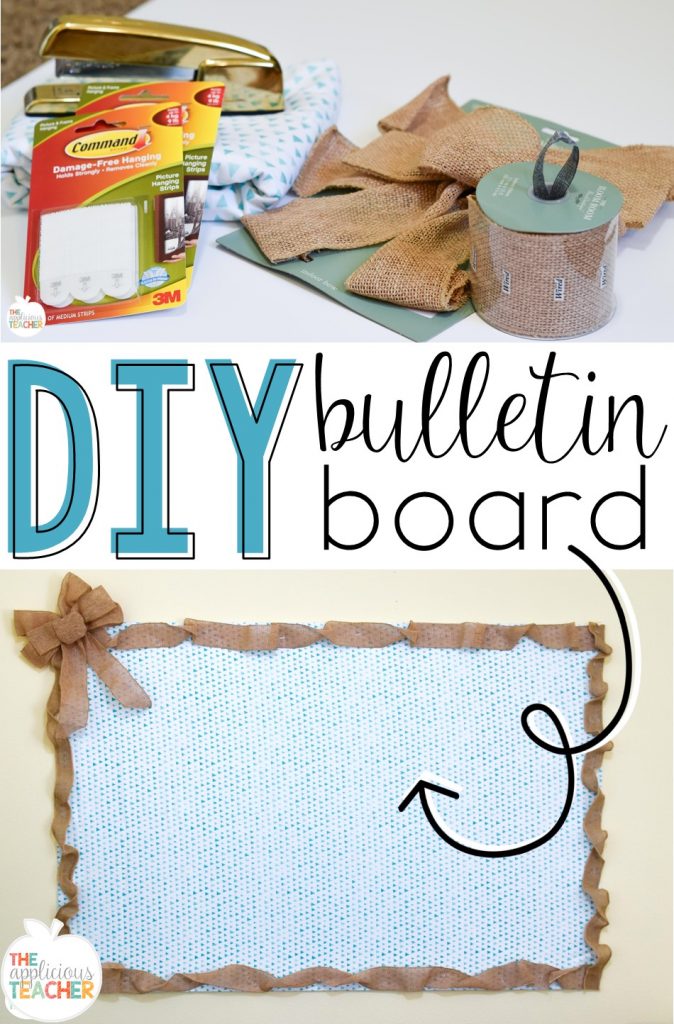 DIY Bulletin board- super easy to make bulletin board using foam and Command strips. You can even staple right into it! way better than taping everything to paper on the wall.