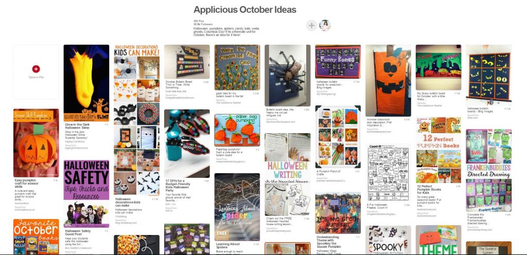 October Ideas for the classroom, Applicious Teacher Pinboard