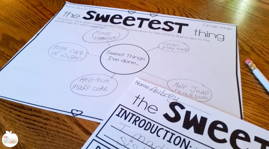 Valentine's Day Writing Activity- bubble map- students write down as many sweet acts they can remember. 