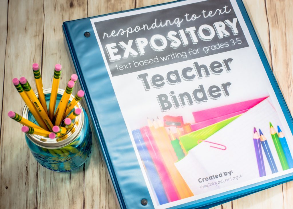 responding to text binder, text based writing curriculum for 3rd 4th and 5th grade