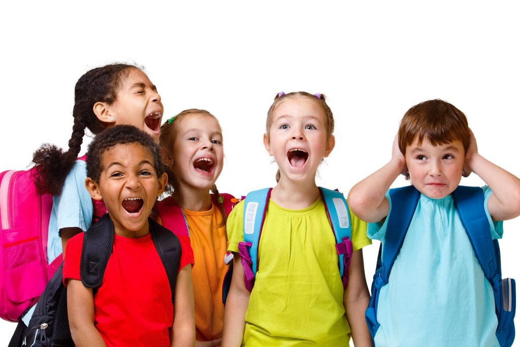 children talking in classroom