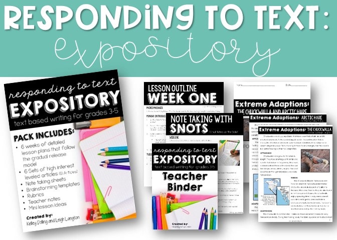 Responding to Text Expository Writing activities