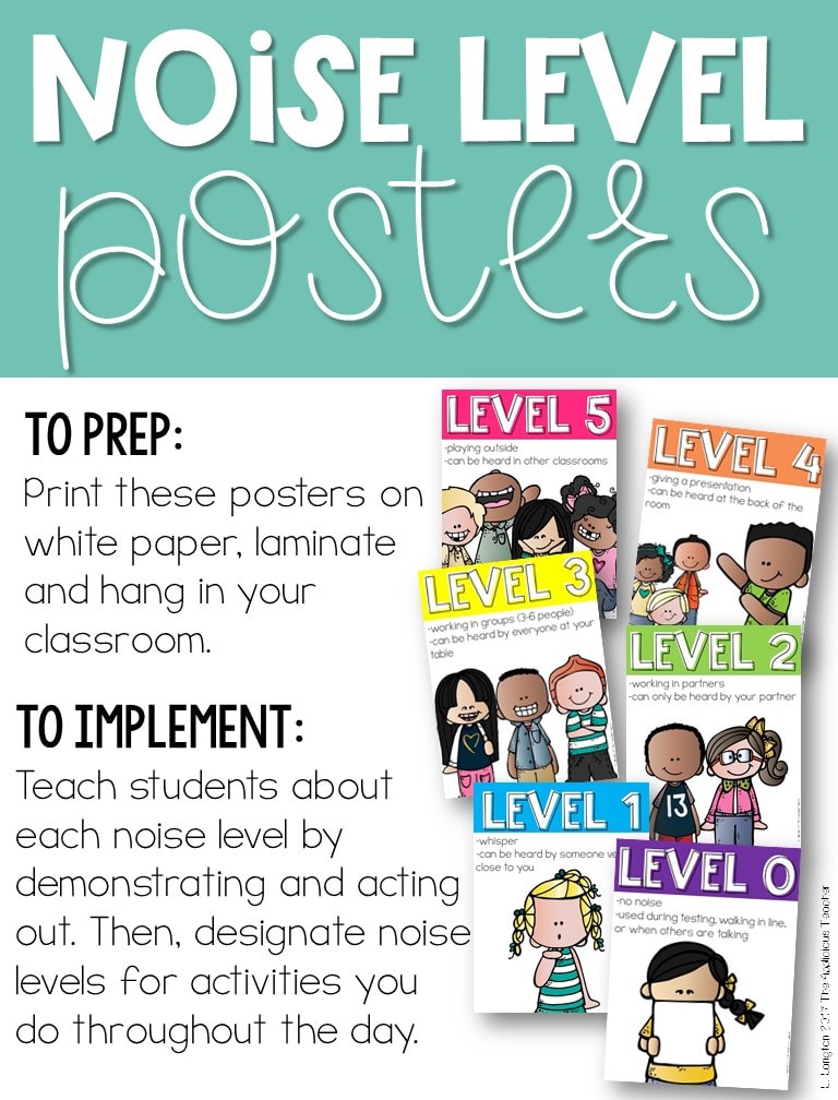 classroom noise level posters free