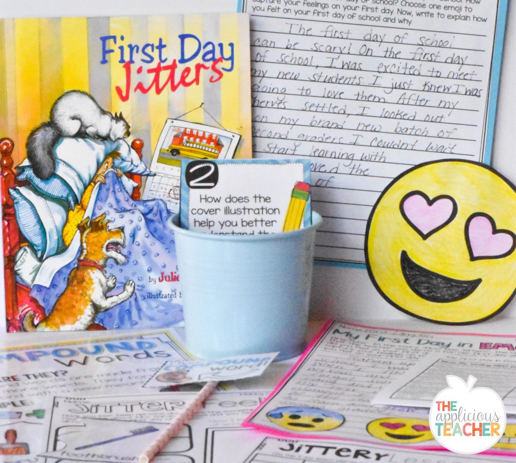 First Day Jitters Emoji writing activity and close reading activities
