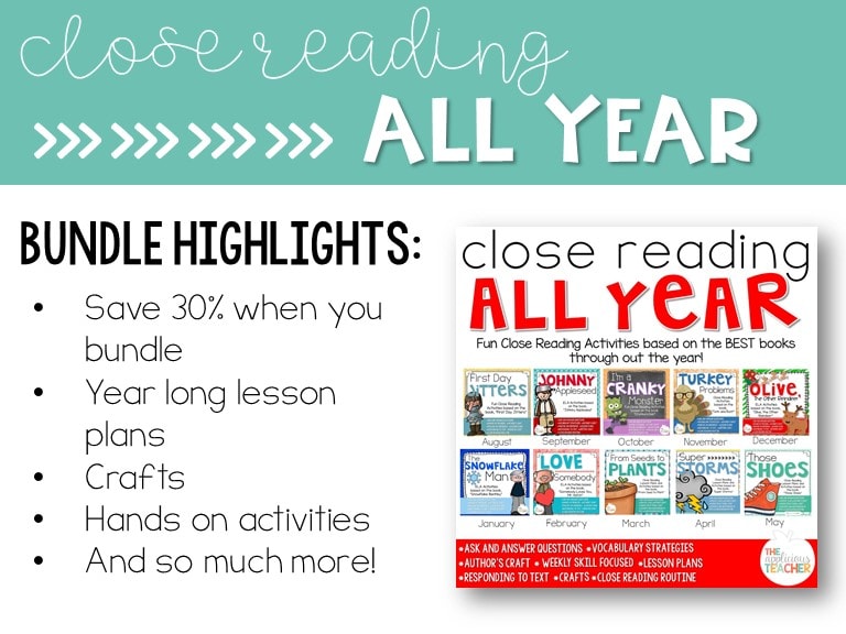 Close Reading All Year activities. Best books, lesson plans, and activites for close reading in your classroom. 