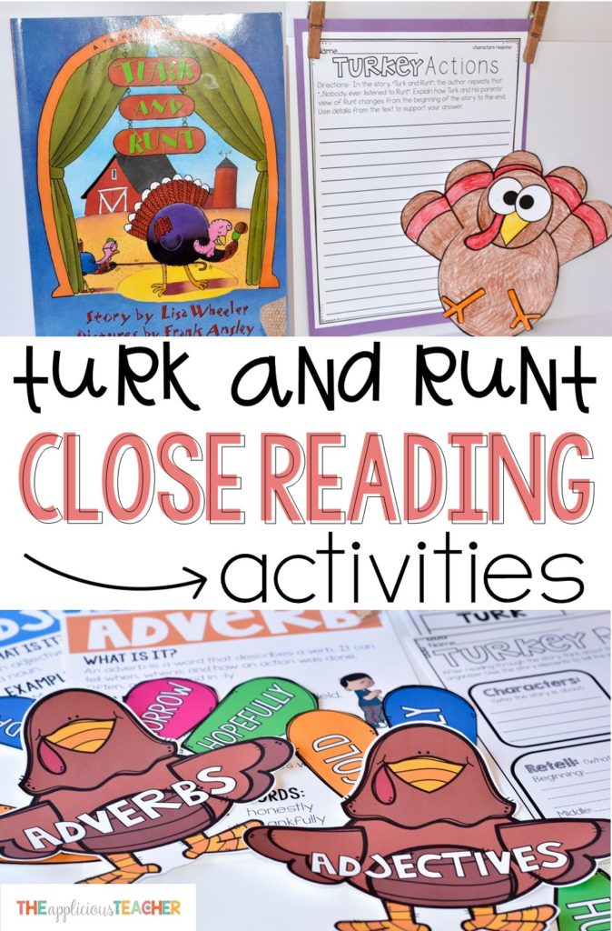 Close reading activities and ideas for the book Turk and Runt. Love this for Thanksgiving!