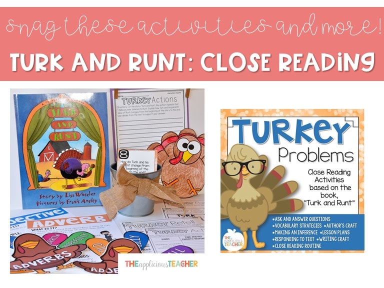 close reading activities for turk and runt- low prep