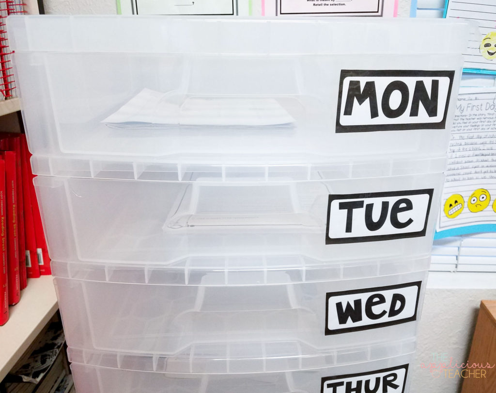 label each drawer for a day of the week
