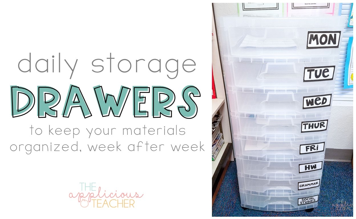 daily storage drawers help keep your teaching materials organized through out the week
