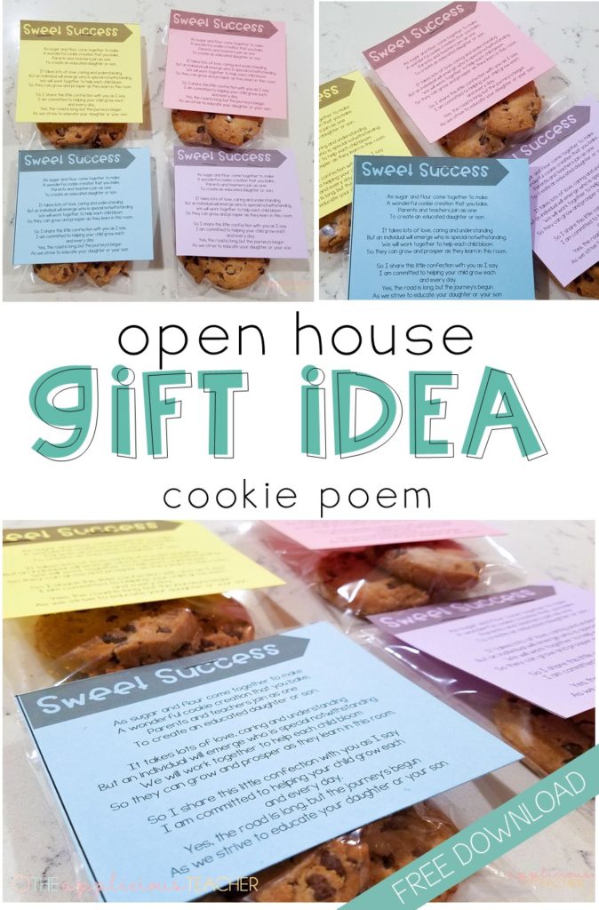 Cute and easy gift idea for Open House- cookie poem is a great way to let parents know you're in this together. Includes free printable!