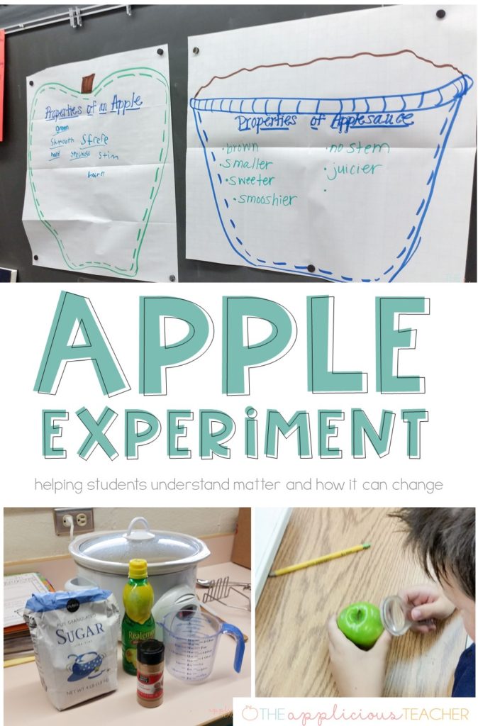 Use apples to help students understand how heat can change matter. Love this idea for a september science experiment or better understanding properties of matter