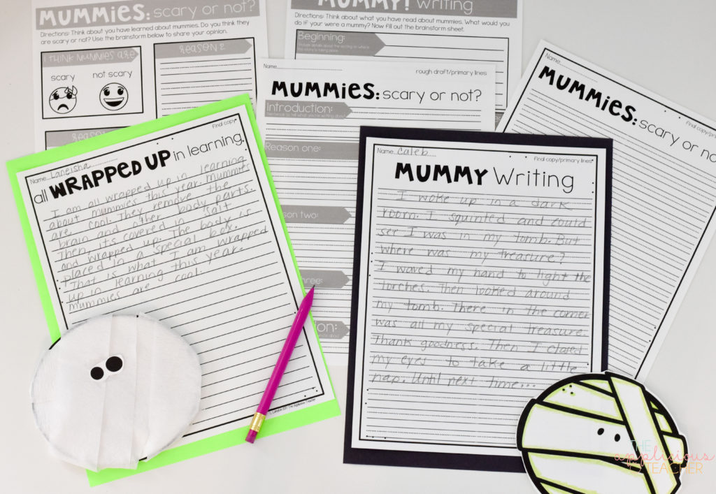 All Wrapped Up in Learning- Mummy writing activity. Love this idea as a fun and easy craft to do around Halloween!