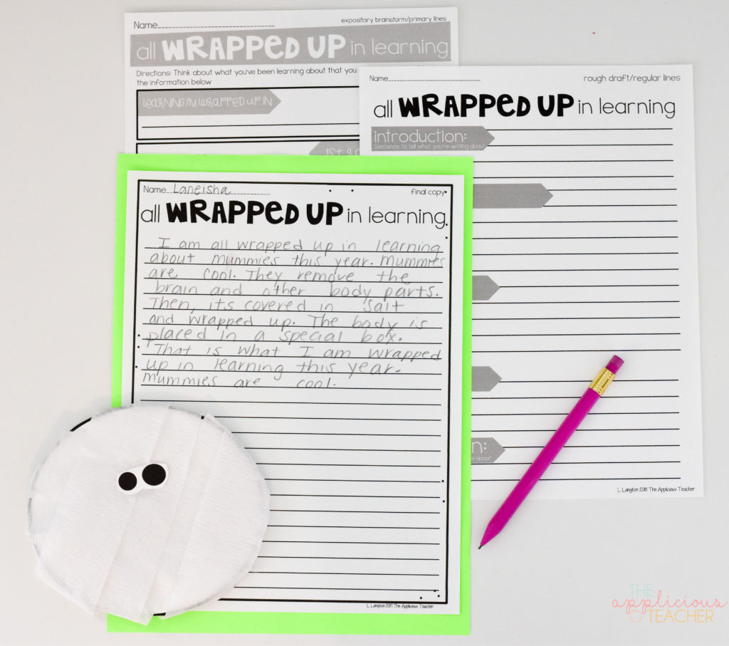 Mummy writing activity for 2nd grade