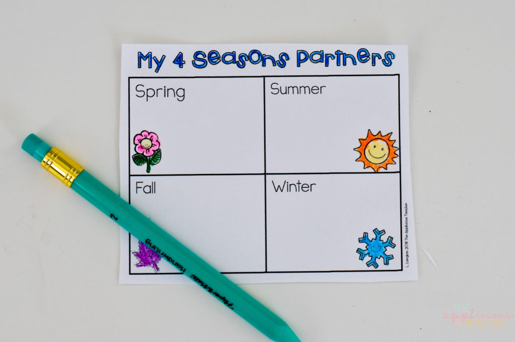 My 4 Seasons Buddy free printable- theappliciousteacher.com