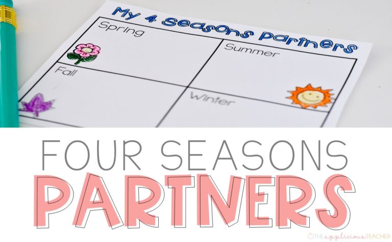 Four Seasons partners- perfect way to help students find a buddy or group to work with in a quick and easy way- Theappliciousteacher.com