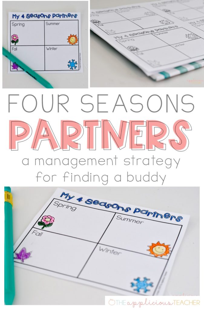 Four Seasons Partners- What a great and easy way to help students find a buddy without all the drama! TheAppliciousTeacher.com