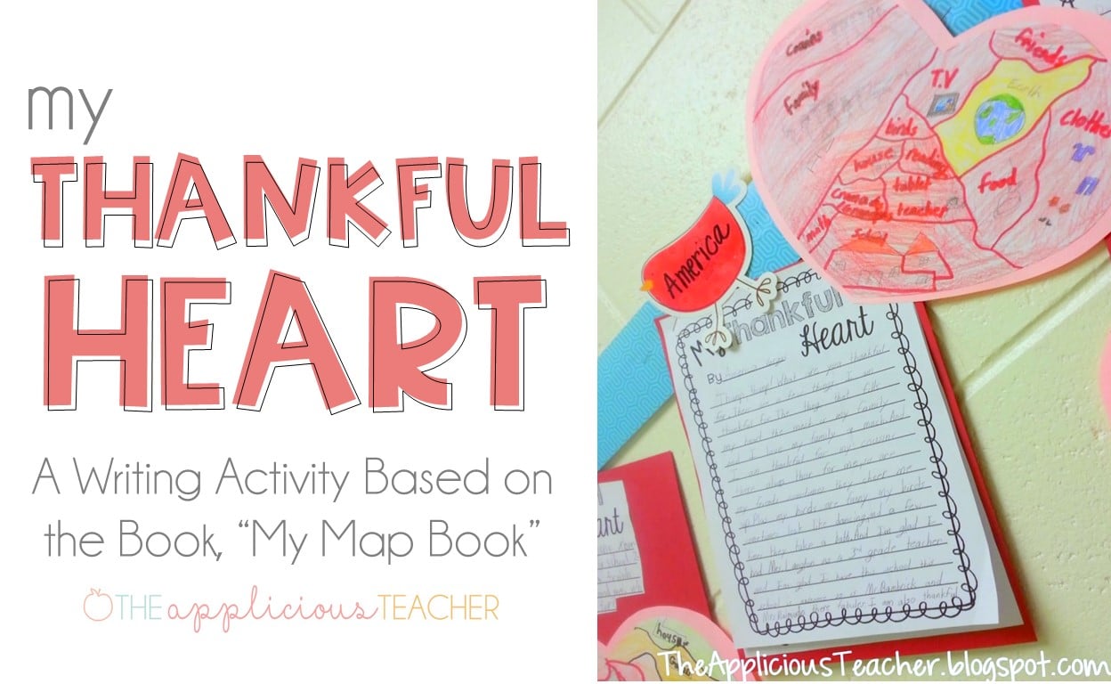My thankful heart- a thanksgiving writing activity about we are most thankful for- theappliciousteacher.com