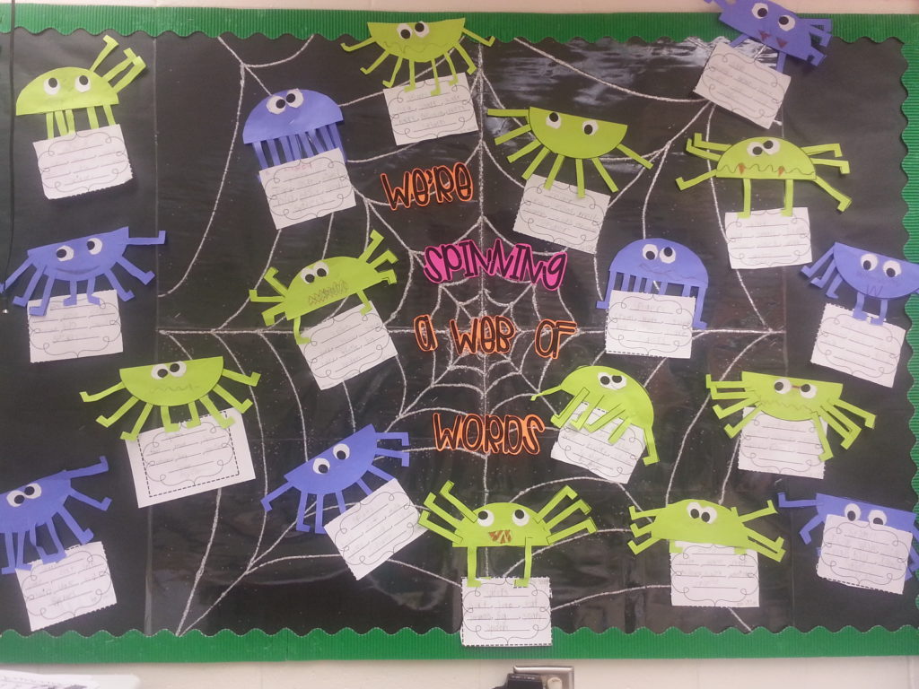 We're spinning a web of words spider bulletin board- The Applicious Teacher