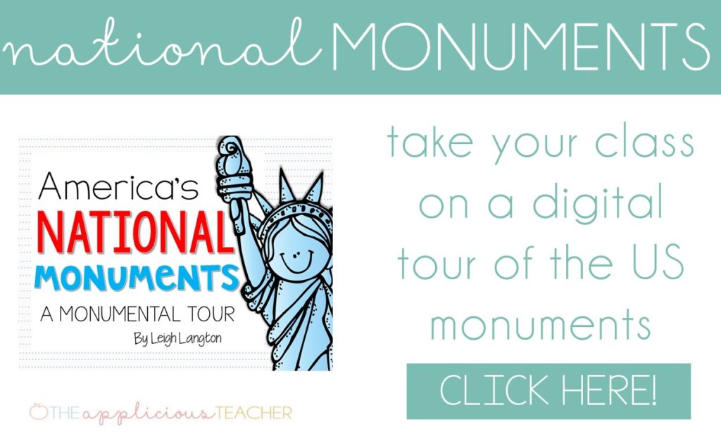 A Monumental Tour unit! Take your students on a cross country trip to learn more about the US monuments. TheAppliciousTeacher