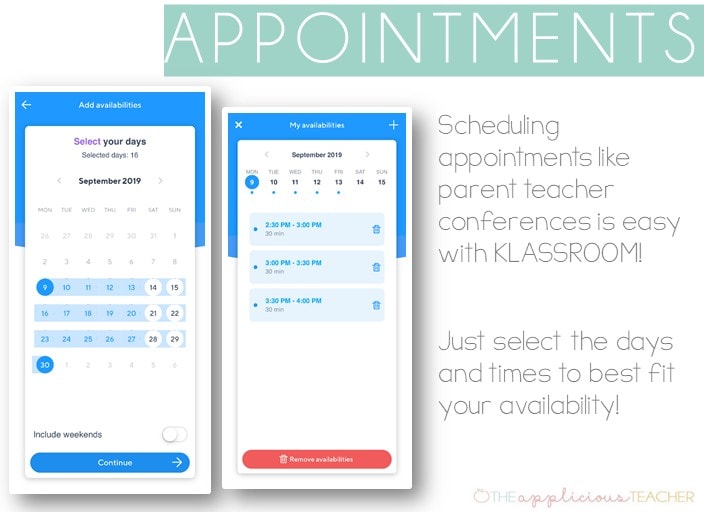 setting up appointments is easy in Klassroom