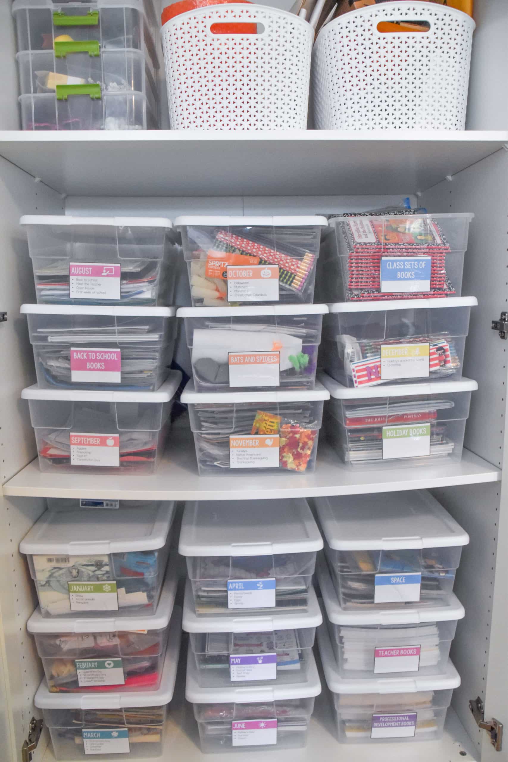 The Secret to Staying Organized Year After Year? Teaching Bins The