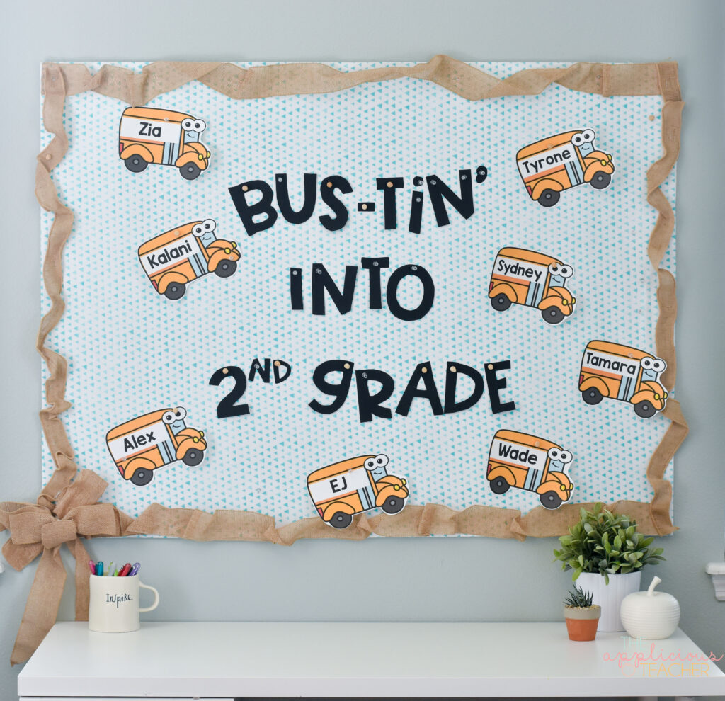 bustin' into school back to school bulletin board