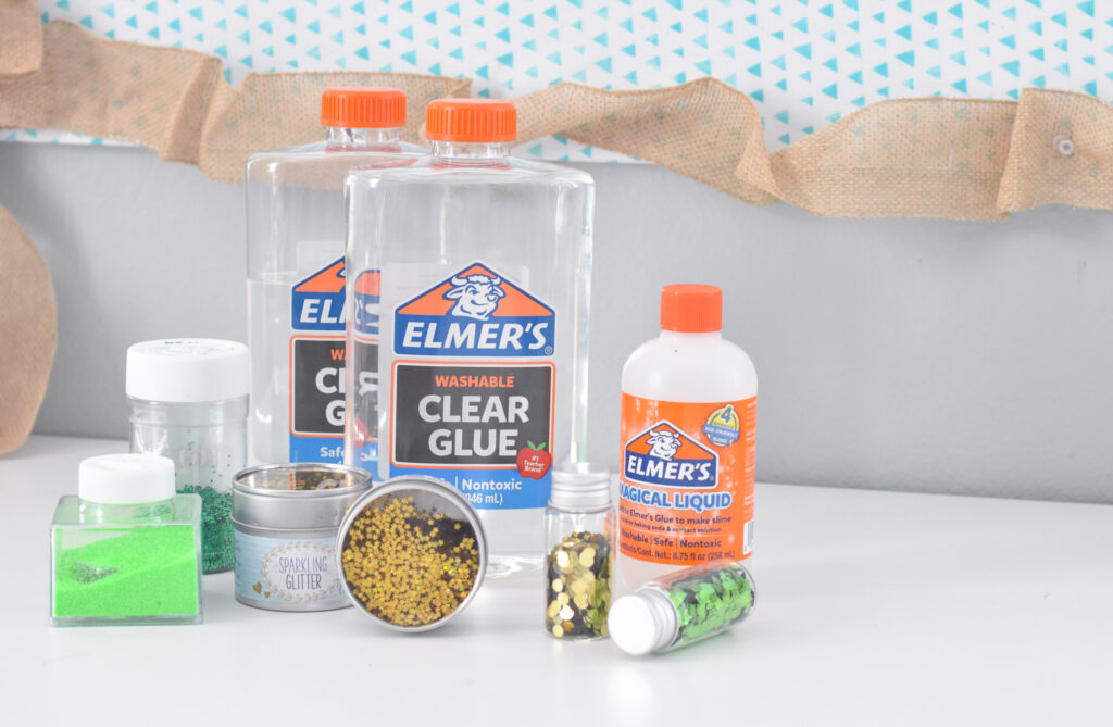 supplies to make leprechaun glitter slime