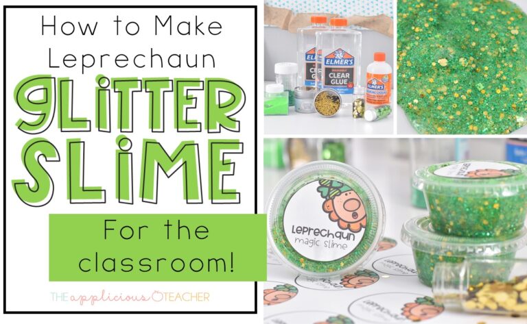 Making leprechaun glitter slime in the classroom
