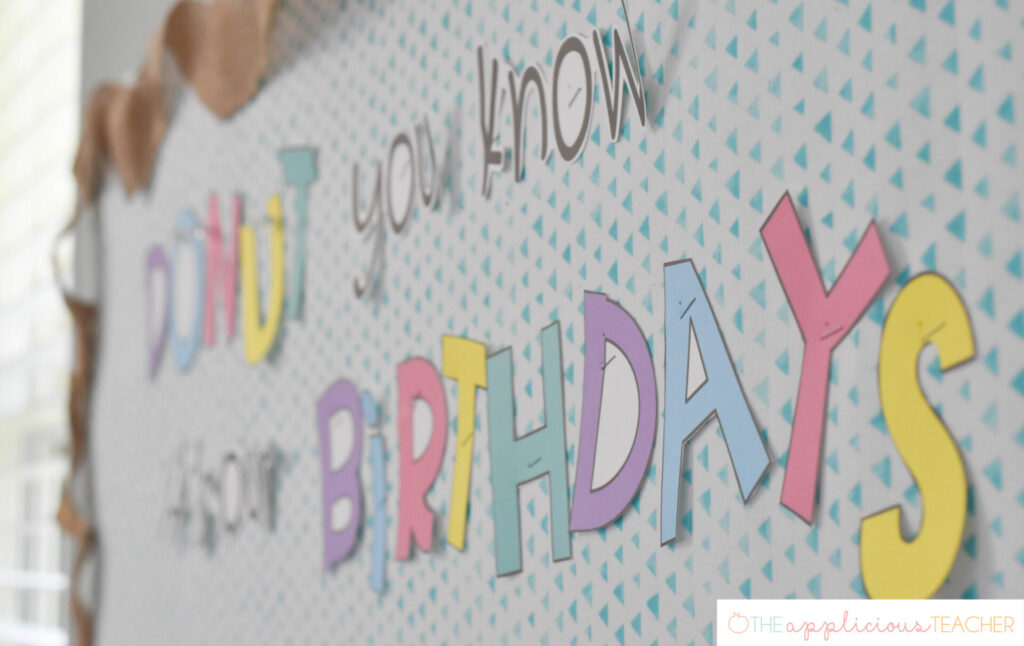 thumbnail image 2 of Donut Birthday Bulletin Board Set - Classroom Decor With Monthly Signs 2 of 11