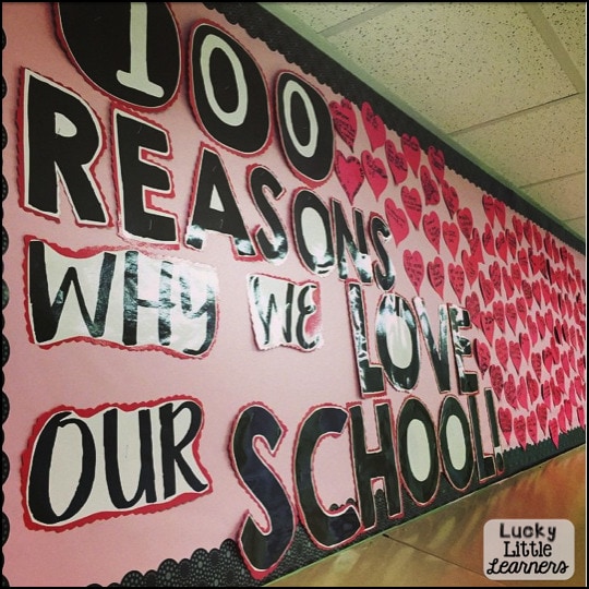 100 reasons why we love our school Valentine's Day bulletin boards