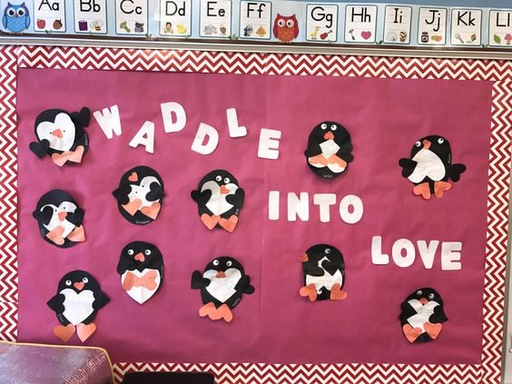 penguin bulletin board february bulletin board idea