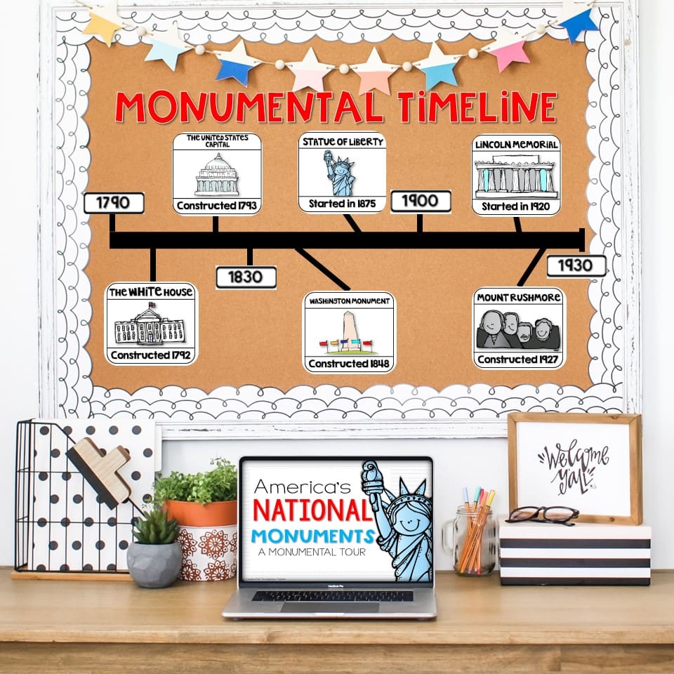 classroom bulletin board timeline National Monuments