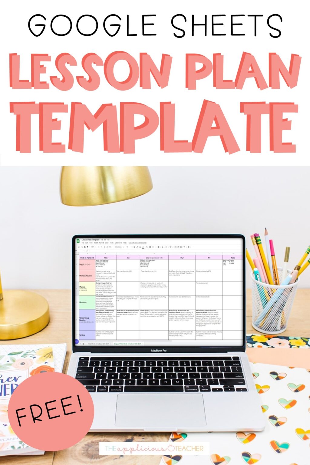 Lesson Planning with Google Sheets - The Applicious Teacher